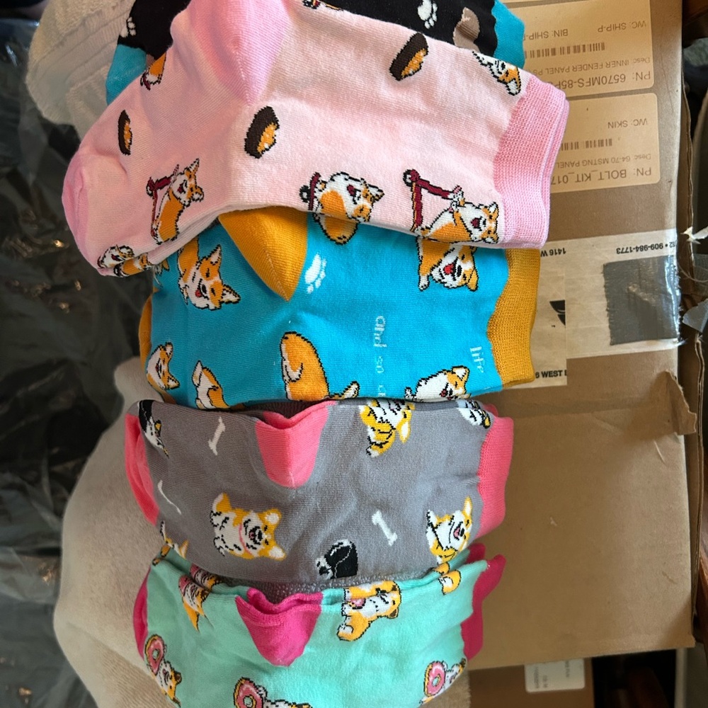 Colorful Corgi Print Socks Set